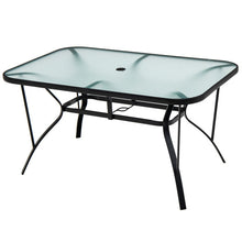 Load image into Gallery viewer, 55 x 35 Inch Patio Dining Rectangle Tempered Glass Table with Umbrella Hole