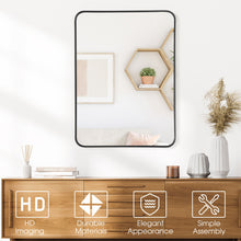 Load image into Gallery viewer, Metal Framed Bathroom Mirror with Rounded Corners-Black