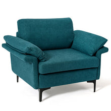 Load image into Gallery viewer, Modern Fabric Accent Armchair with Original Distributed Spring and Armrest Cushions-Peacock Blue