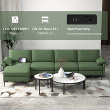 Load image into Gallery viewer, Extra Large L-shaped Sectional Sofa with Reversible Chaise and 2 USB Ports for 4-5 People-Army Green