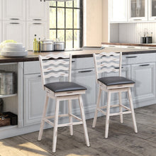 Load image into Gallery viewer, 360° Swivel Bar Stools with Rubber Wood Frame and Ergonomic Backrest and Footrest-29 inches