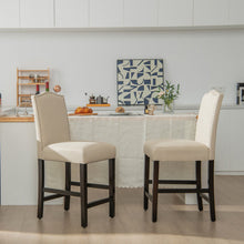 Load image into Gallery viewer, 2 Pcs Fabric Nail Head Counter Height Dining Side Chairs Set-Beige