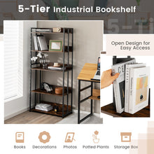 Load image into Gallery viewer, 3/5-Tier Industrial Bookshelf Storage Shelf Display Rack with Adjustable Shelves-5Tier