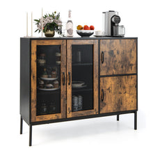 Load image into Gallery viewer, 48" Industrial Kitchen Buffet Sideboard with Metal Mesh Doors and Anti-toppling Device-Brown