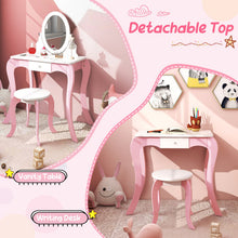 Load image into Gallery viewer, Pretend Kids Vanity Set Makeup Dressing Table with 360° Rotatable Mirror