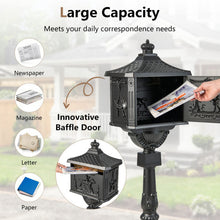 Load image into Gallery viewer, Retro Cast Aluminum Mailbox Security Postal Letter Box with Baffle Door-Black