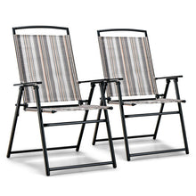 Load image into Gallery viewer, Set of 2 Patio Folding Sling Chairs Space-saving Dining Chair-Gray