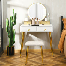 Load image into Gallery viewer, Vanity Table Set with Mirror-White