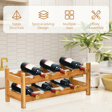 Load image into Gallery viewer, 2-Tier 12 Bottles Bamboo Storage Shelf Wine Rack-Natural