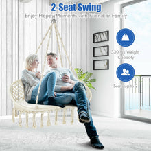 Load image into Gallery viewer, 2 Person Hanging Hammock Chair with Cushion Macrame Swing-Beige