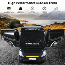 Load image into Gallery viewer, 12V Kids Semi-Truck with Container and Remote Control-Black