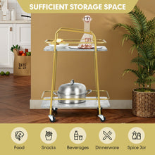 Load image into Gallery viewer, 2-tier Kitchen Rolling Cart with Steel Frame and Lockable Casters-Gray