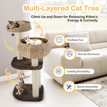 Load image into Gallery viewer, 41 Inch Rattan Cat Tree with Napping Perch-Beige