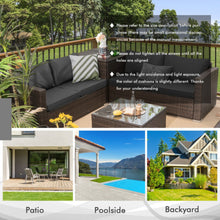 Load image into Gallery viewer, 4 Pieces Patio Rattan Cushioned Furniture Set with Armrest and Storage Box-Brown
