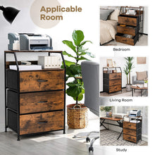 Load image into Gallery viewer, Nightstand Dresser Organizer Unit withTop Shelf-Rustic Brown