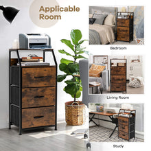 Load image into Gallery viewer, 3 Drawer Storage Organizer Dresser with Wood Top and Sturdy Steel Frame-Rustic Brown