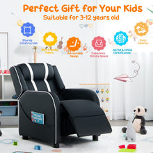 Load image into Gallery viewer, Kids Recliner Chair with Side Pockets and Footrest-White