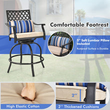 Load image into Gallery viewer, Set of 2 Outdoor Bar Height Chair with Soft Cushions