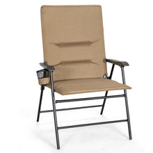 Load image into Gallery viewer, Patio Folding Padded Chair with High Backrest and Cup Holder-Brown