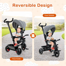 Load image into Gallery viewer, 4-in-1 Baby Tricycle Toddler Trike with Convertible Seat-Gray