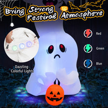 Load image into Gallery viewer, 10 Feet Giant Inflatable Halloween Overlap Ghost Decoration with Colorful RGB Lights