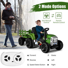 Load image into Gallery viewer, 12V Ride on Tractor with 3-Gear-Shift Ground Loader for Kids 3+ Years Old-Dark Green