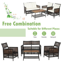 Load image into Gallery viewer, 4 Pieces Patio Rattan Furniture Set with 2-Tier Coffee Table-White