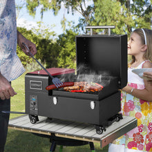 Load image into Gallery viewer, Movable Pellet Grill and Smoker with Temperature Probe-Black