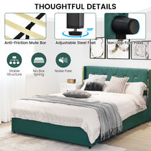 Load image into Gallery viewer, Full/Queen Size Upholstered Bed Frame with 4 Drawers-Green-Queen Size