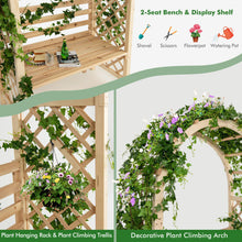 Load image into Gallery viewer, Wooden Garden Bench Arch Pergola Outdoor Arbor