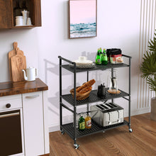 Load image into Gallery viewer, 3-Tier Foldable Kitchen Cart Mobile Metal Organizer Rack