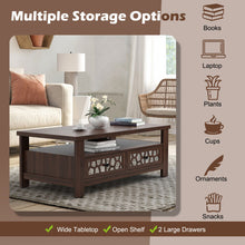 Load image into Gallery viewer, 3-tier Coffee Table with 2 Drawers and 5 Support Legs-Brown