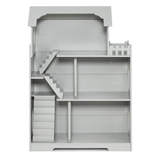 Load image into Gallery viewer, Kids Wooden Dollhouse Bookshelf with Anti-Tip Design and Storage Space-Gray