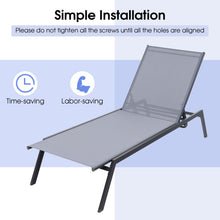 Load image into Gallery viewer, Outdoor Adjustable Chaise Lounge Chair with Lay Flat Position and Quick-Drying Fabric