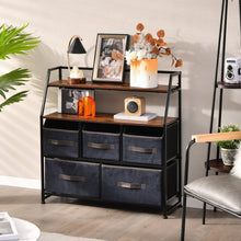 Load image into Gallery viewer, 5 Drawers Storage Dresser with Fabric Bin for Living Room Bedroom-Black