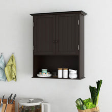 Load image into Gallery viewer, 2-Door Wall Mount Bathroom Storage Cabinet with Open Shelf-Espresso