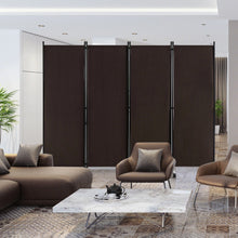 Load image into Gallery viewer, 4-Panel Folding Room Divider 6 Feet Rolling Privacy Screen with Lockable Wheels-Brown