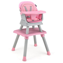 Load image into Gallery viewer, 6-in-1 Convertible Baby High Chair with Adjustable Removable Tray-Pink