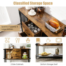 Load image into Gallery viewer, Industrial Buffet Sideboard Kitchen Cupboard with Metal Mesh Doors and 2 Drawers-Rustic Brown