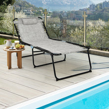 Load image into Gallery viewer, 4 Position Folding Lounge Chaise with Adjustable Backrest and Footrest-Gray