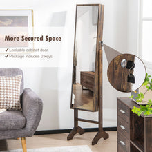 Load image into Gallery viewer, Standing Jewelry Cabinet with Full Length Mirror-Brown