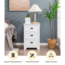 Load image into Gallery viewer, 3 Drawers End Storage Wood Side Nightstand-White
