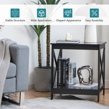 Load image into Gallery viewer, 2-Tier Side Table with X-shape Design and 4 Solid Legs-Dark Brown
