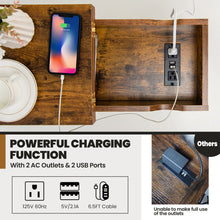 Load image into Gallery viewer, Industrial End Table with Charging Station and Flip Top-Rustic Brown