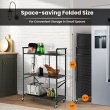 Load image into Gallery viewer, 3-Tier Foldable Kitchen Cart Mobile Metal Organizer Rack