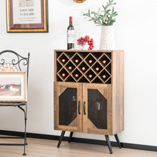 Load image into Gallery viewer, 2-Door Farmhouse Kitchen Storage Bar Cabinet with Wine Rack and Glass Holder-Rustic Brown
