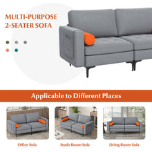 Load image into Gallery viewer, Modern Loveseat Sofa with 2 Bolsters and Side Storage Pocket-Gray