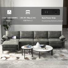 Load image into Gallery viewer, Extra Large L-shaped Sectional Sofa with Reversible Chaise and 2 USB Ports for 4-5 People-Gray