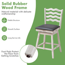 Load image into Gallery viewer, 360° Swivel Bar Stools with Rubber Wood Frame and Ergonomic Backrest and Footrest-25 inches