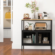 Load image into Gallery viewer, Kitchen Buffet Cabinet with 2 Doors and Open Shelf-Black